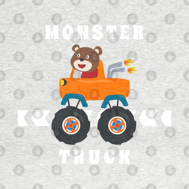 Vector illustration of monster truck with cartoon style by KIDS APPAREL